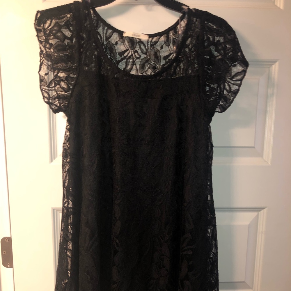 Short black lace dress